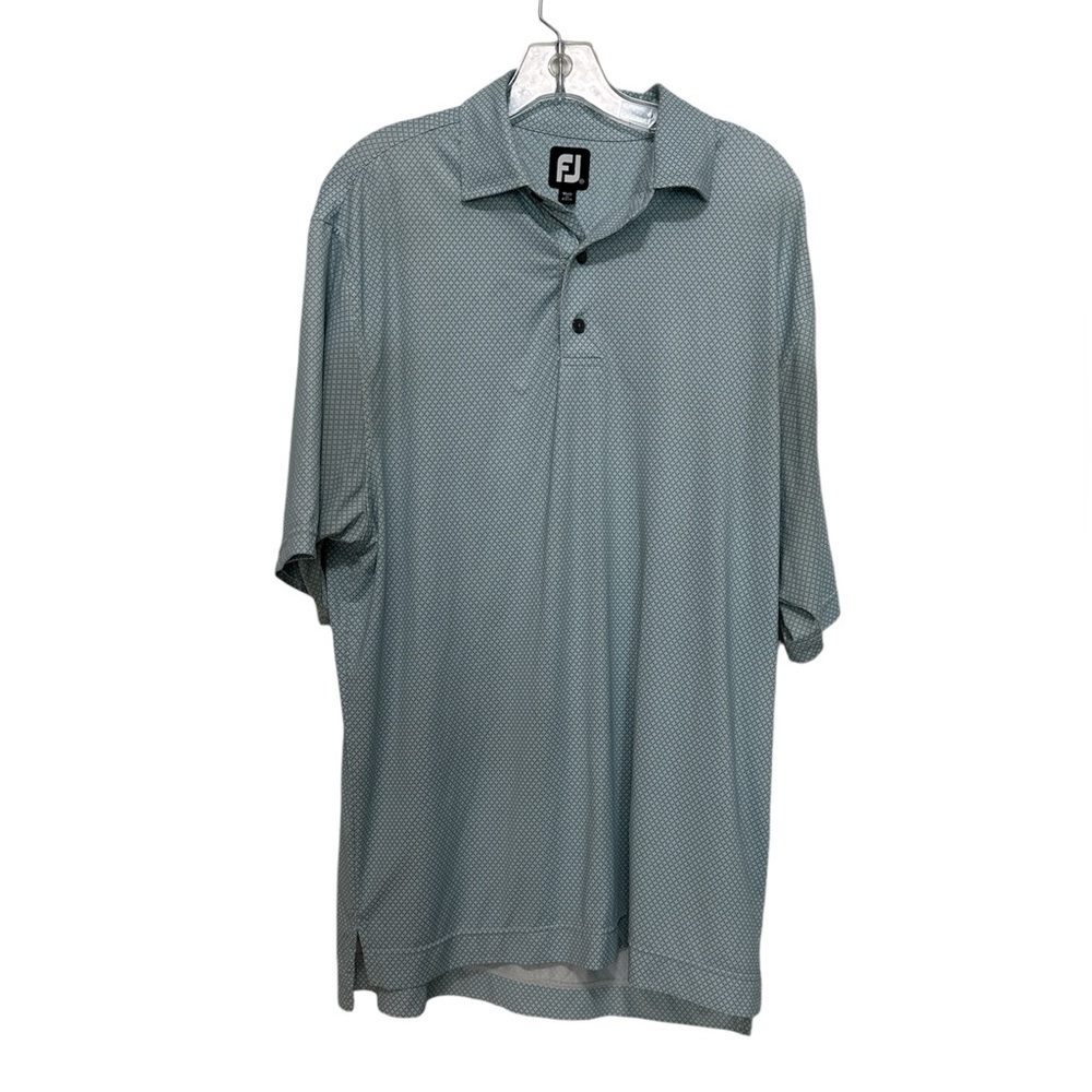 FootJoy Men’s Short Sleeve Light Blue Stars Print Golf Polo Shirt Size Medium